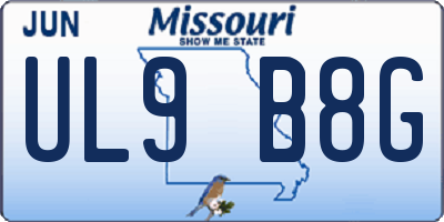 MO license plate UL9B8G