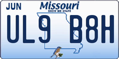MO license plate UL9B8H