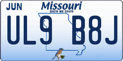 MO license plate UL9B8J