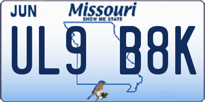 MO license plate UL9B8K