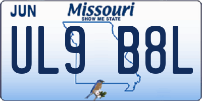 MO license plate UL9B8L