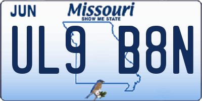 MO license plate UL9B8N