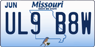 MO license plate UL9B8W
