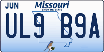 MO license plate UL9B9A