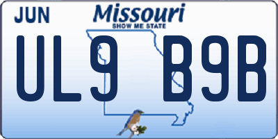 MO license plate UL9B9B