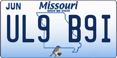 MO license plate UL9B9I