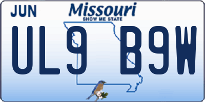 MO license plate UL9B9W