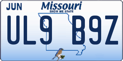 MO license plate UL9B9Z