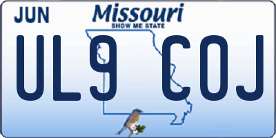 MO license plate UL9C0J
