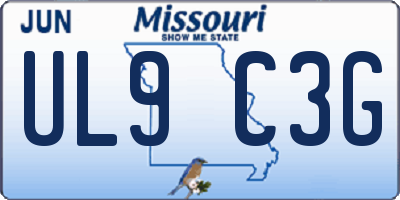 MO license plate UL9C3G