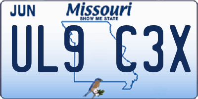 MO license plate UL9C3X
