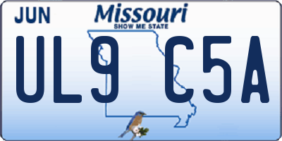 MO license plate UL9C5A