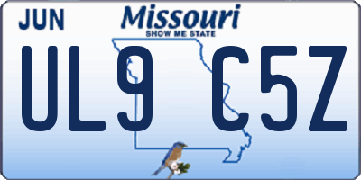 MO license plate UL9C5Z