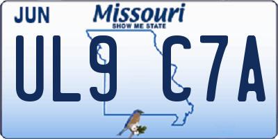 MO license plate UL9C7A