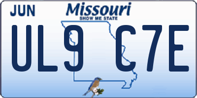 MO license plate UL9C7E