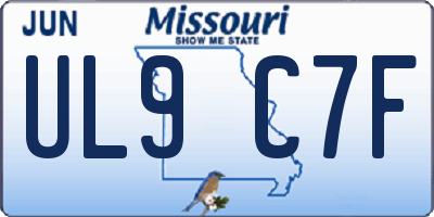 MO license plate UL9C7F