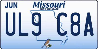 MO license plate UL9C8A