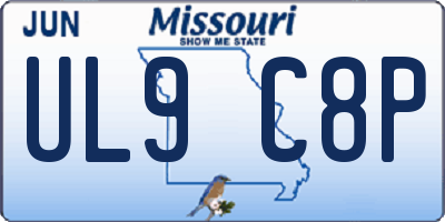 MO license plate UL9C8P