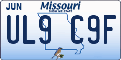 MO license plate UL9C9F