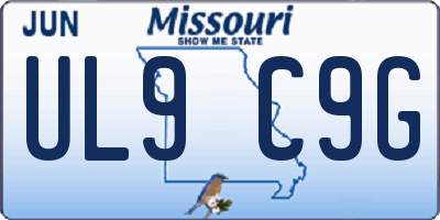 MO license plate UL9C9G