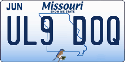 MO license plate UL9D0Q
