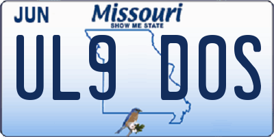MO license plate UL9D0S