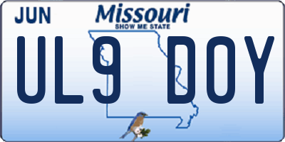 MO license plate UL9D0Y