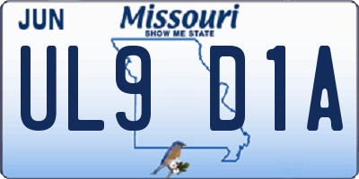 MO license plate UL9D1A