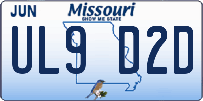 MO license plate UL9D2D