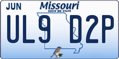 MO license plate UL9D2P