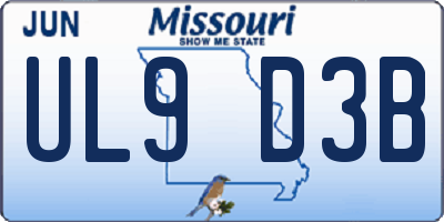 MO license plate UL9D3B