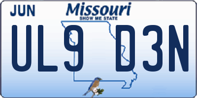MO license plate UL9D3N