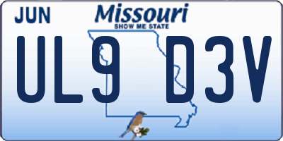 MO license plate UL9D3V
