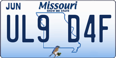 MO license plate UL9D4F