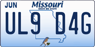 MO license plate UL9D4G