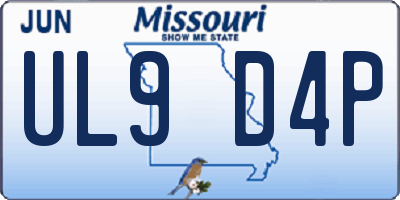 MO license plate UL9D4P