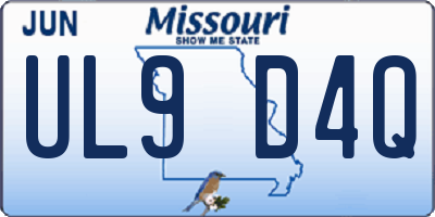 MO license plate UL9D4Q