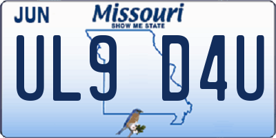 MO license plate UL9D4U