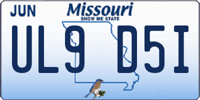 MO license plate UL9D5I