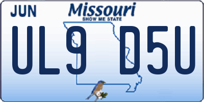 MO license plate UL9D5U