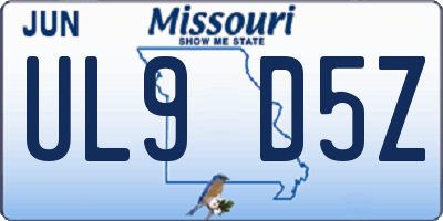 MO license plate UL9D5Z