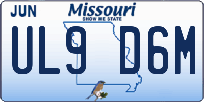 MO license plate UL9D6M