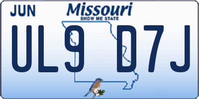 MO license plate UL9D7J