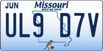 MO license plate UL9D7V