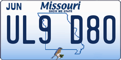 MO license plate UL9D8O