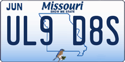 MO license plate UL9D8S