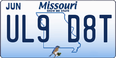 MO license plate UL9D8T