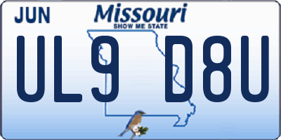 MO license plate UL9D8U