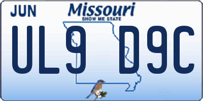 MO license plate UL9D9C