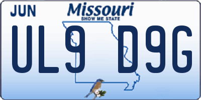 MO license plate UL9D9G
